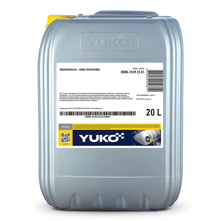 Олива трансмісійна YUKO ТАД-17і 17,5кг каністра 20л ПЕ